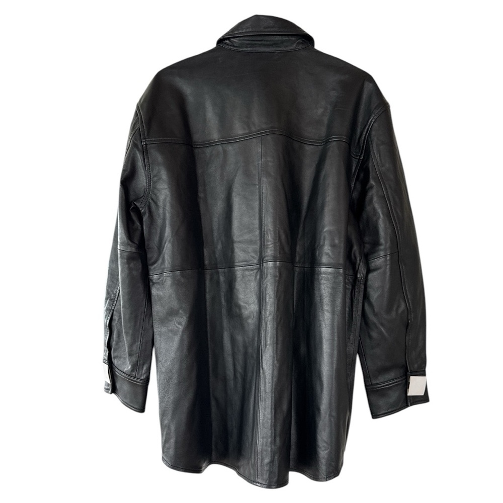 Quince NWT 100% Leather Black Shirt Jacket Size XL - Picture 2 of 4